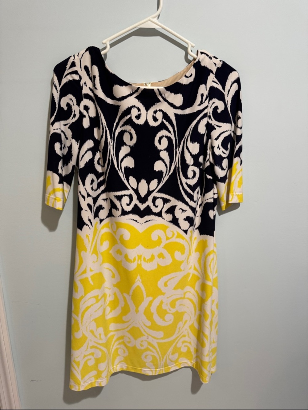 Eliza J Black and Yellow Damask Mini Dress